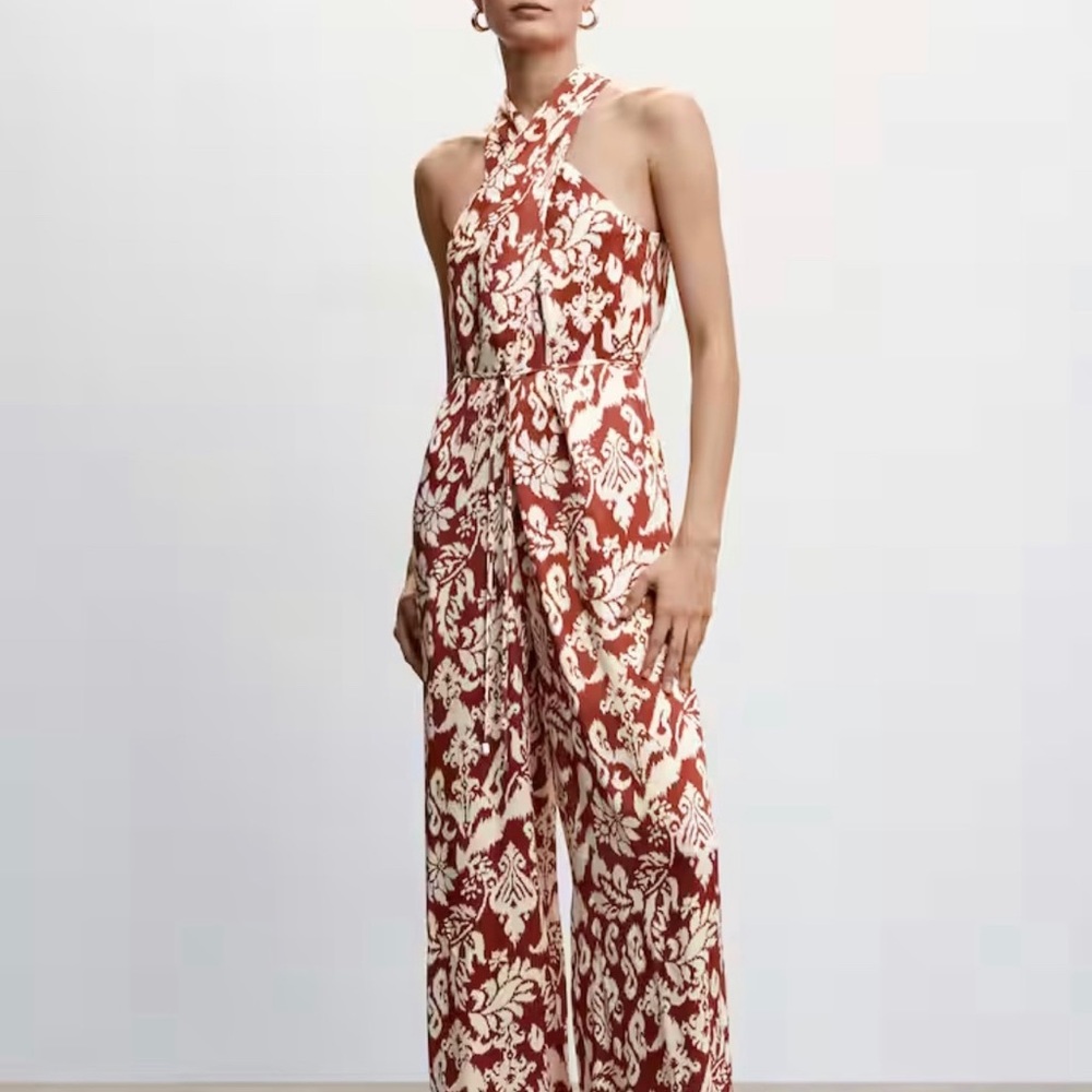 MANGO bow tie jumpsuit - Picture 2 of 8
